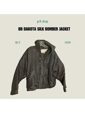 BB Dakota Silk Bomber Jacket For BP Nordstrom L Black Hooded Zip Front